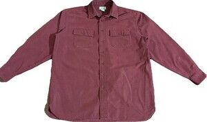 L.L. Bean Mens XL Tall Burgundy Button Down Work Shirt 100% Cotton Long Sleeve